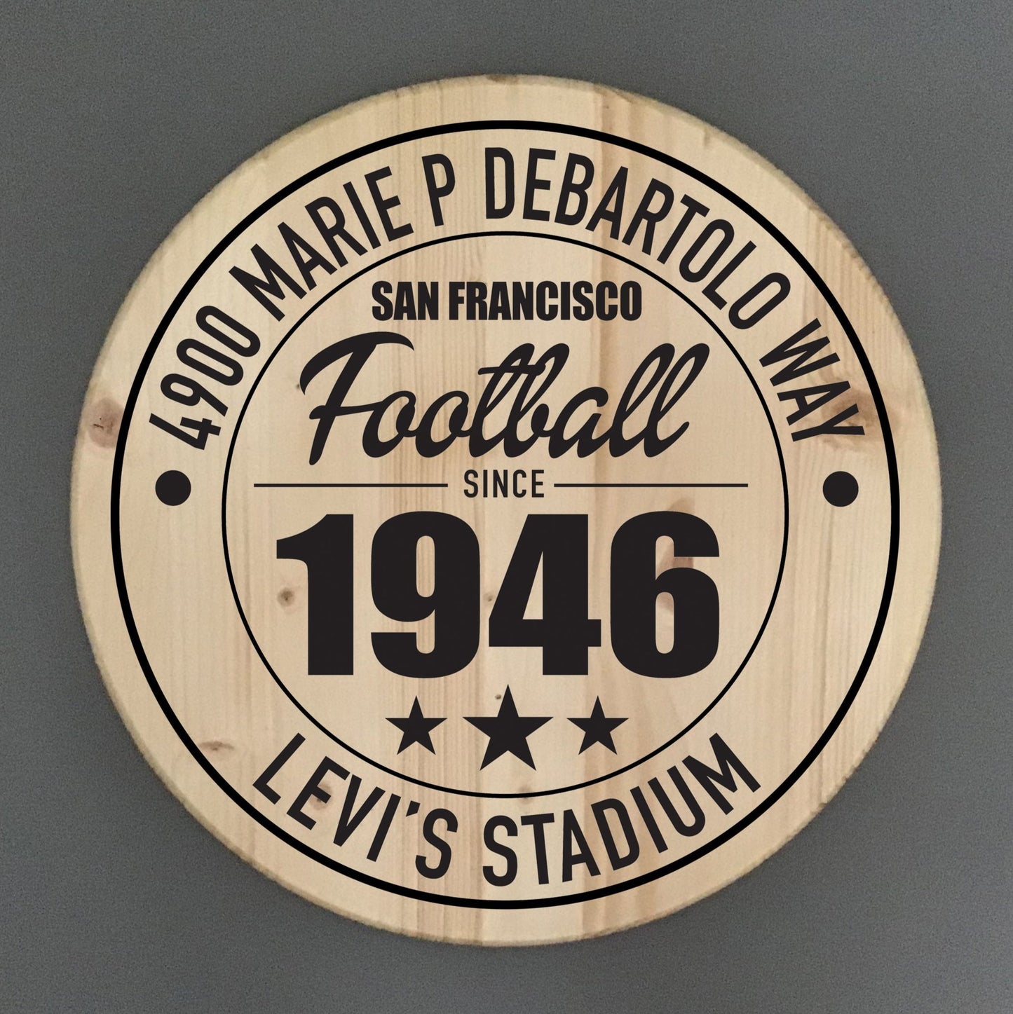 San Francisco 49ers Football | Levi's Stadium Address Solid Pine Wood Sign