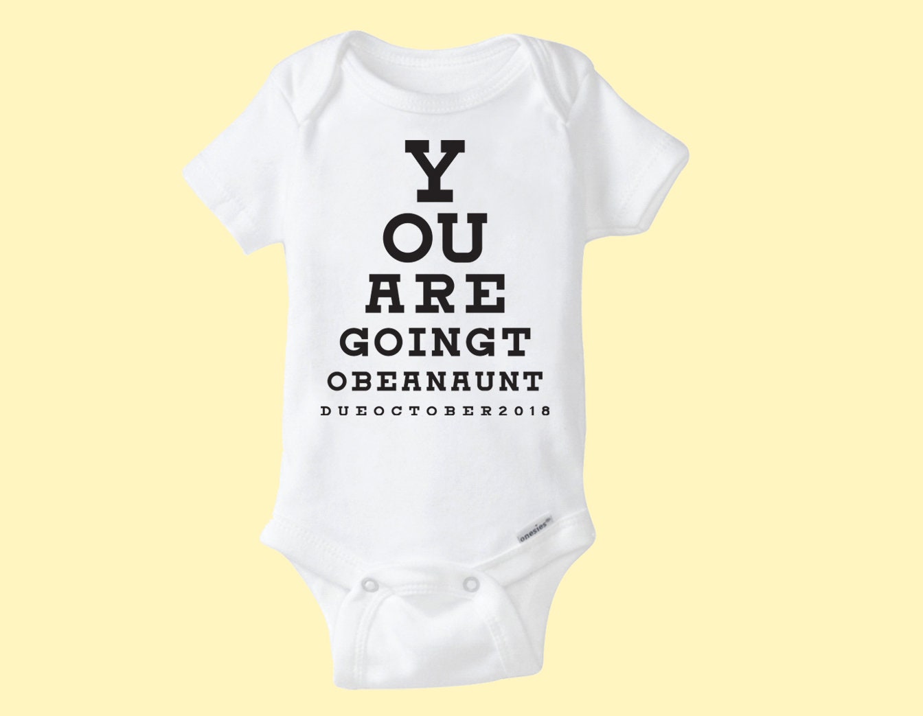 Eye Chart Baby Pregnancy Announcement White Cotton Onesie® Baby Bodysuit - Infant Girl Boy Grandparents Grandmother Grandfather Aunt Uncle