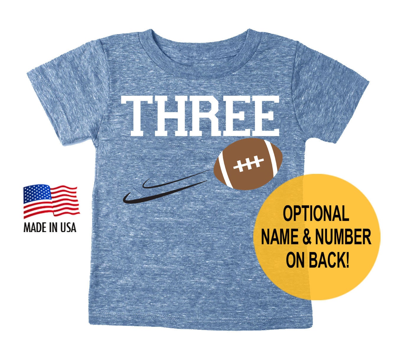3rd Birthday 'Three' Football Tri Blend T-Shirt
