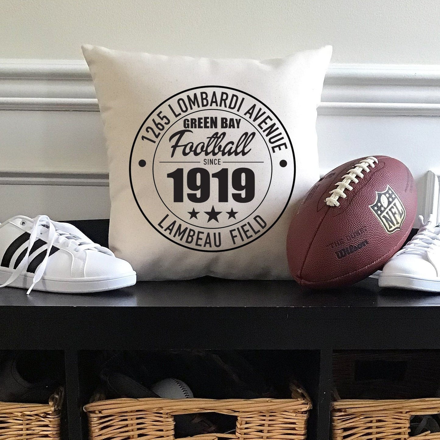 Green Bay Packers Football | Lambeau Field Address Canvas Pillow or Pillow Cover