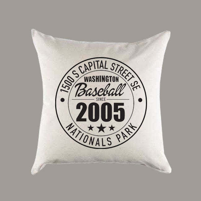 Washington Nationals Baseball | Nationals Park Address Canvas Pillow or Pillow Cover