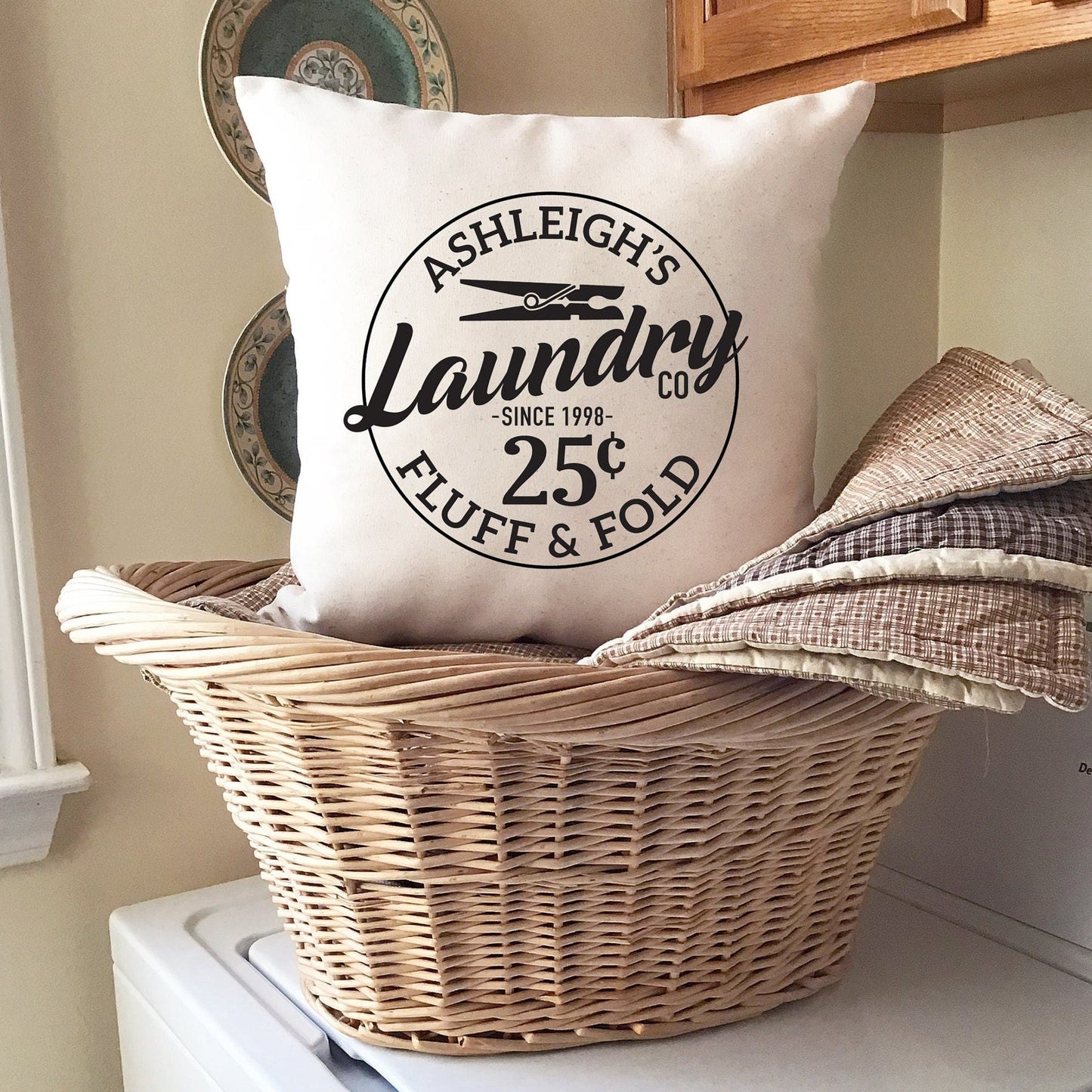 Personalized Laundry Canvas Pillow or Pillow Cover Home Decor