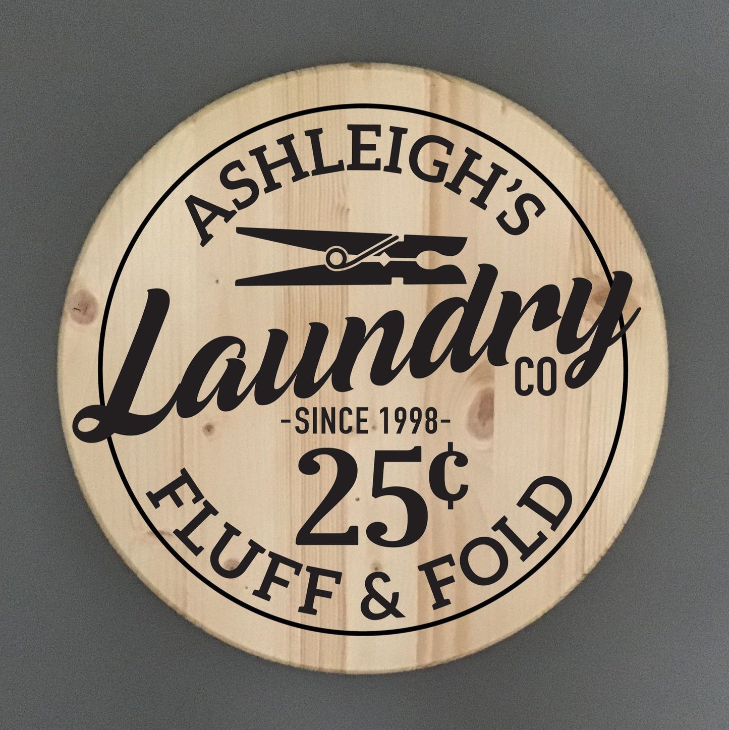 Personalized Laundry Pine Wood Sign
