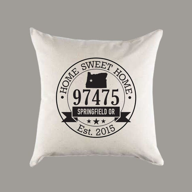 Personalized 'Home Sweet Home' City, State, Zip Code Canvas Pillow or Pillow Cover