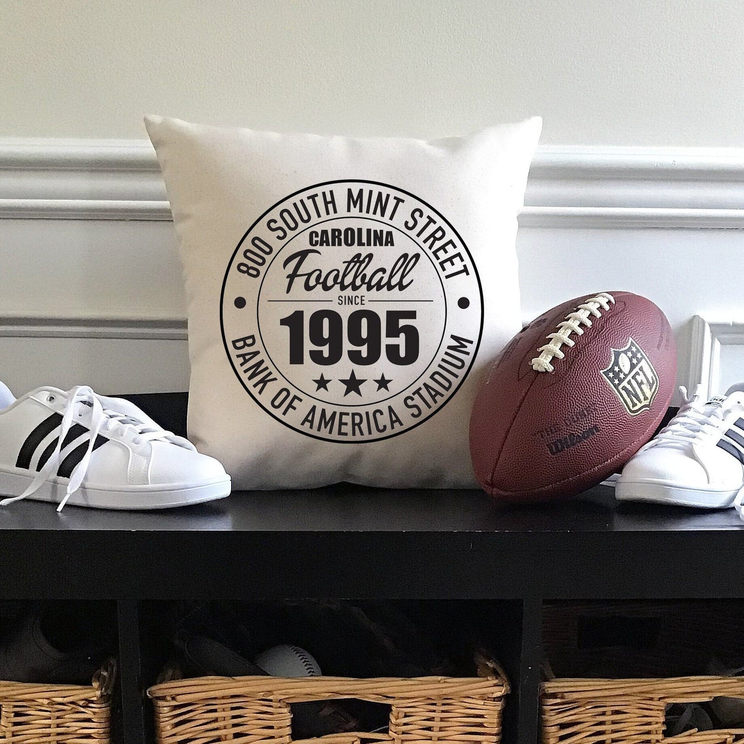 Carolina Panthers Football | Bank of America Stadium Address Canvas Pillow or Pillow Cover