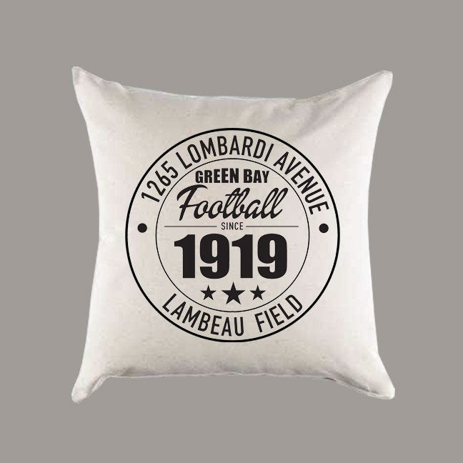 Green Bay Packers Football | Lambeau Field Address Canvas Pillow or Pillow Cover