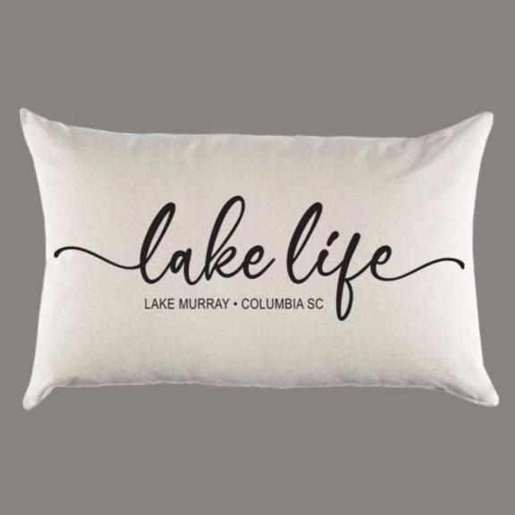Personalized 'Lake Life' Canvas Pillow or Pillow Cover