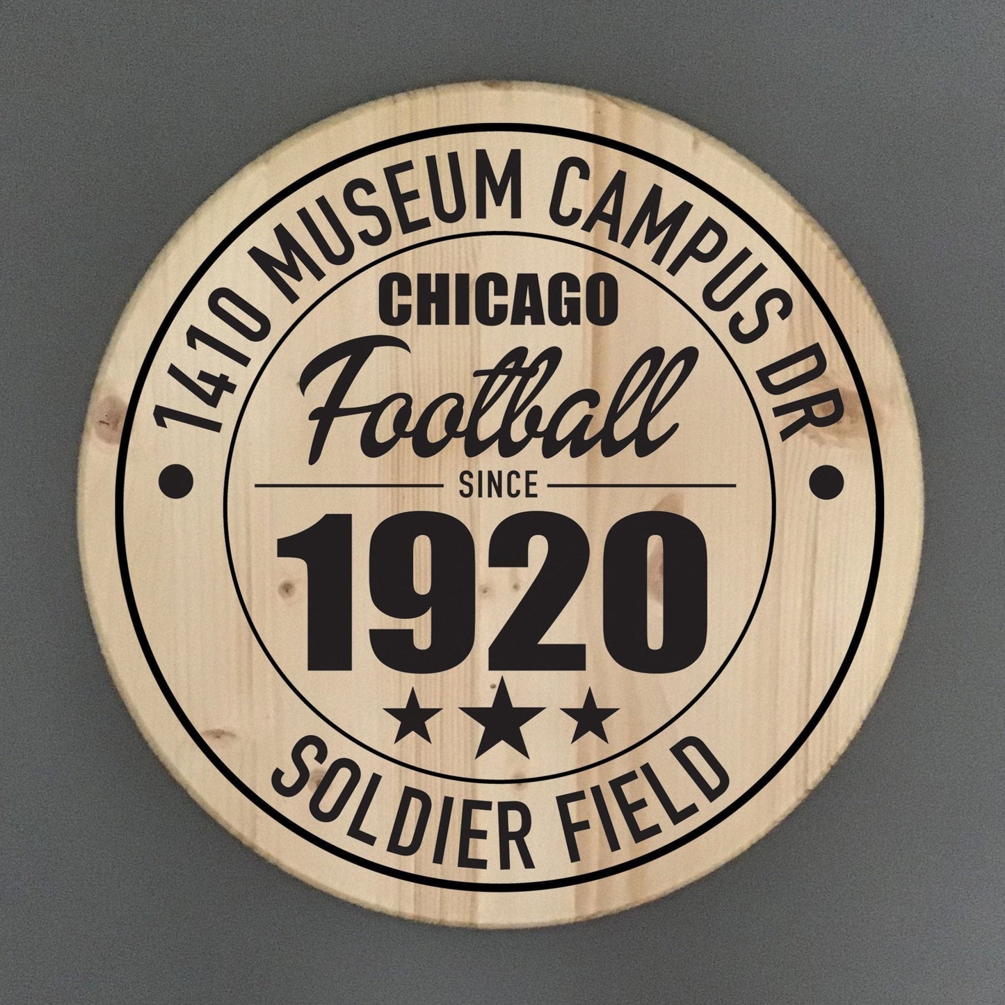 Chicago Bears Football | Soldier Field Address Solid Pine Wood Sign