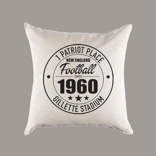 New England Patriots Football | Gillette Stadium Address Canvas Pillow or Pillow Cover