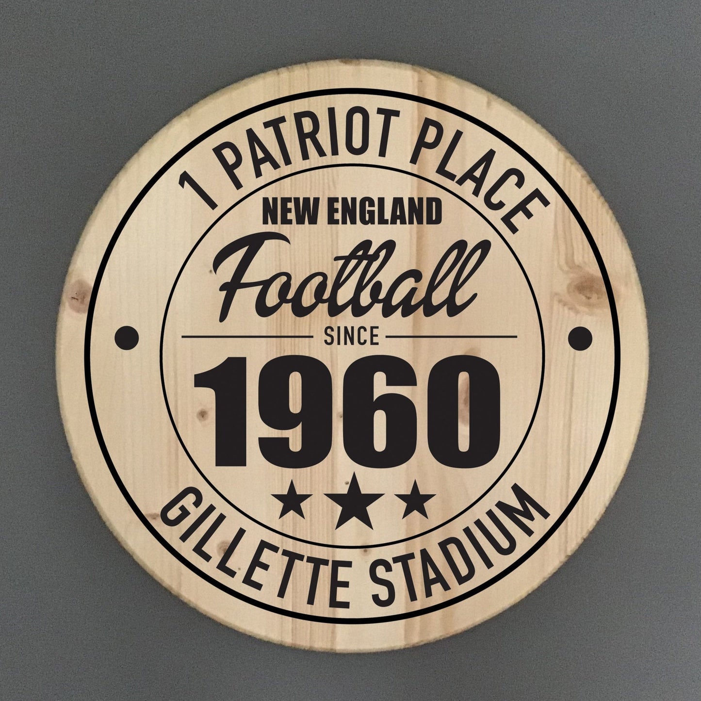New England Patriots Football | Gillette Stadium Address Solid Pine Wood Sign