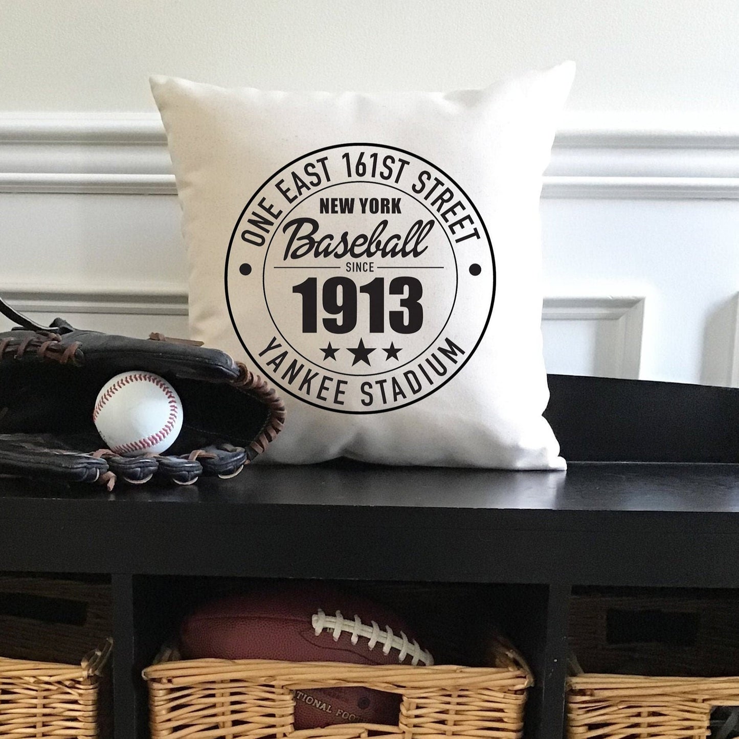 New York Yankees Baseball | Yankee Stadium Address Canvas Pillow or Pillow Cover