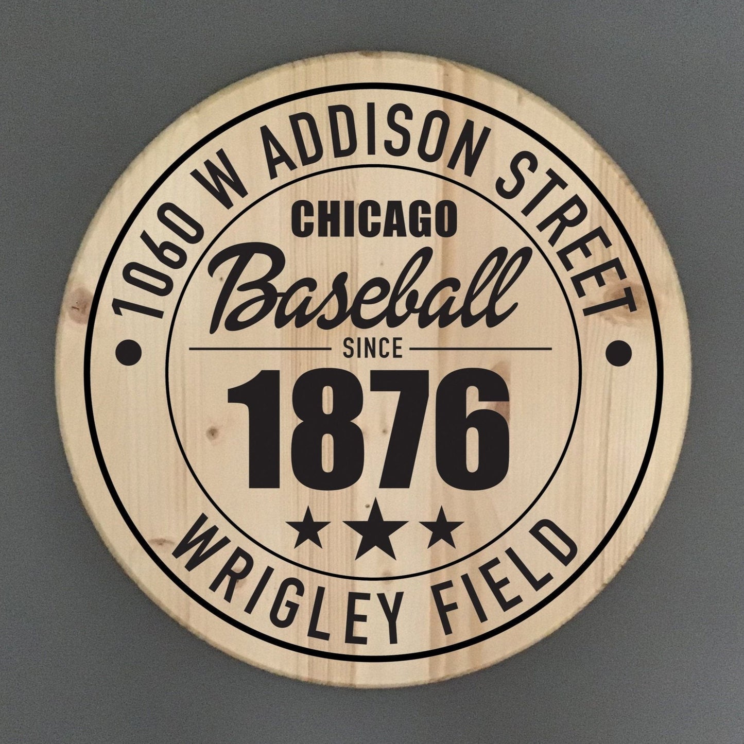 Chicago Cubs Baseball | Wrigley Field Address Solid Pine Wood Sign