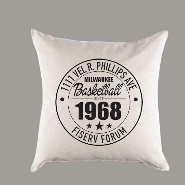 Milwaukee Bucks Basketball | Fiserv Forum Address Canvas Pillow or Pillow Cover