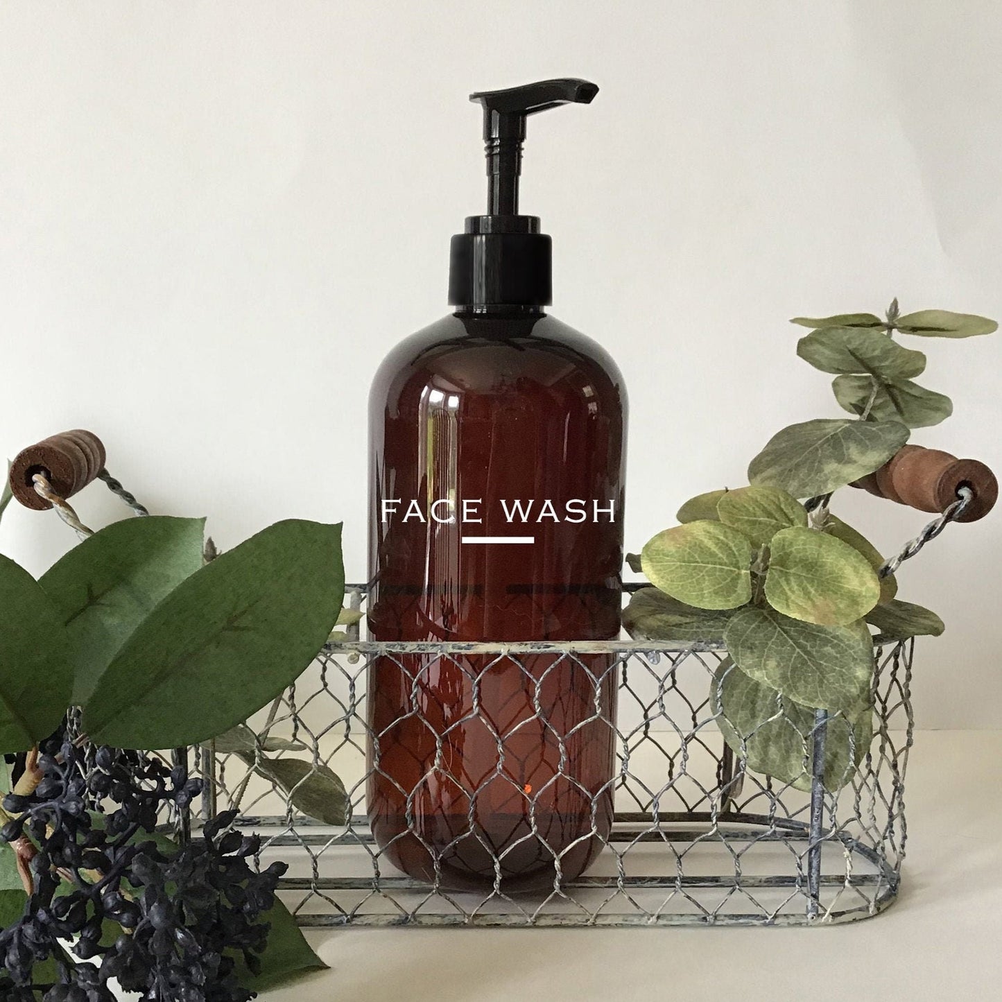 16 ounce Amber Plastic Face Wash Dispenser Bottle