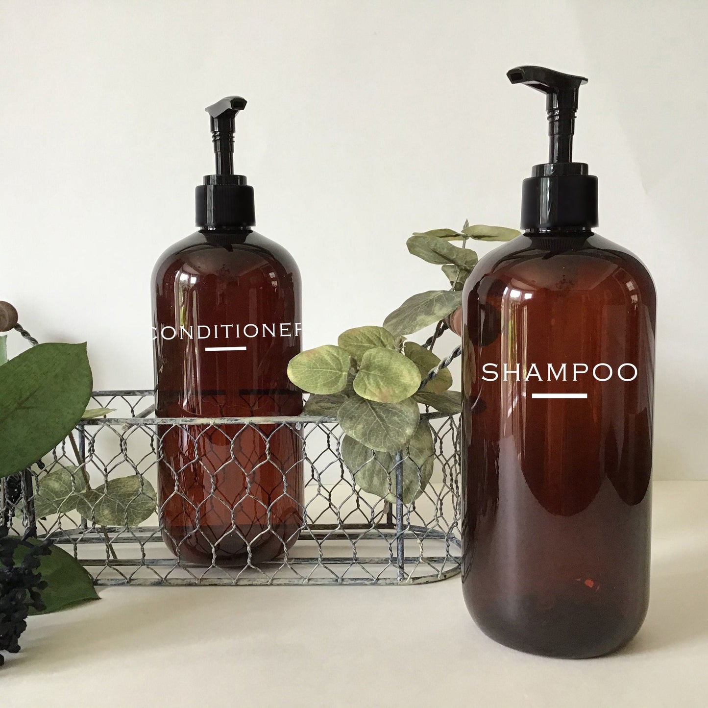 16 ounce Amber Plastic Shampoo or Conditioner Dispenser Bottle