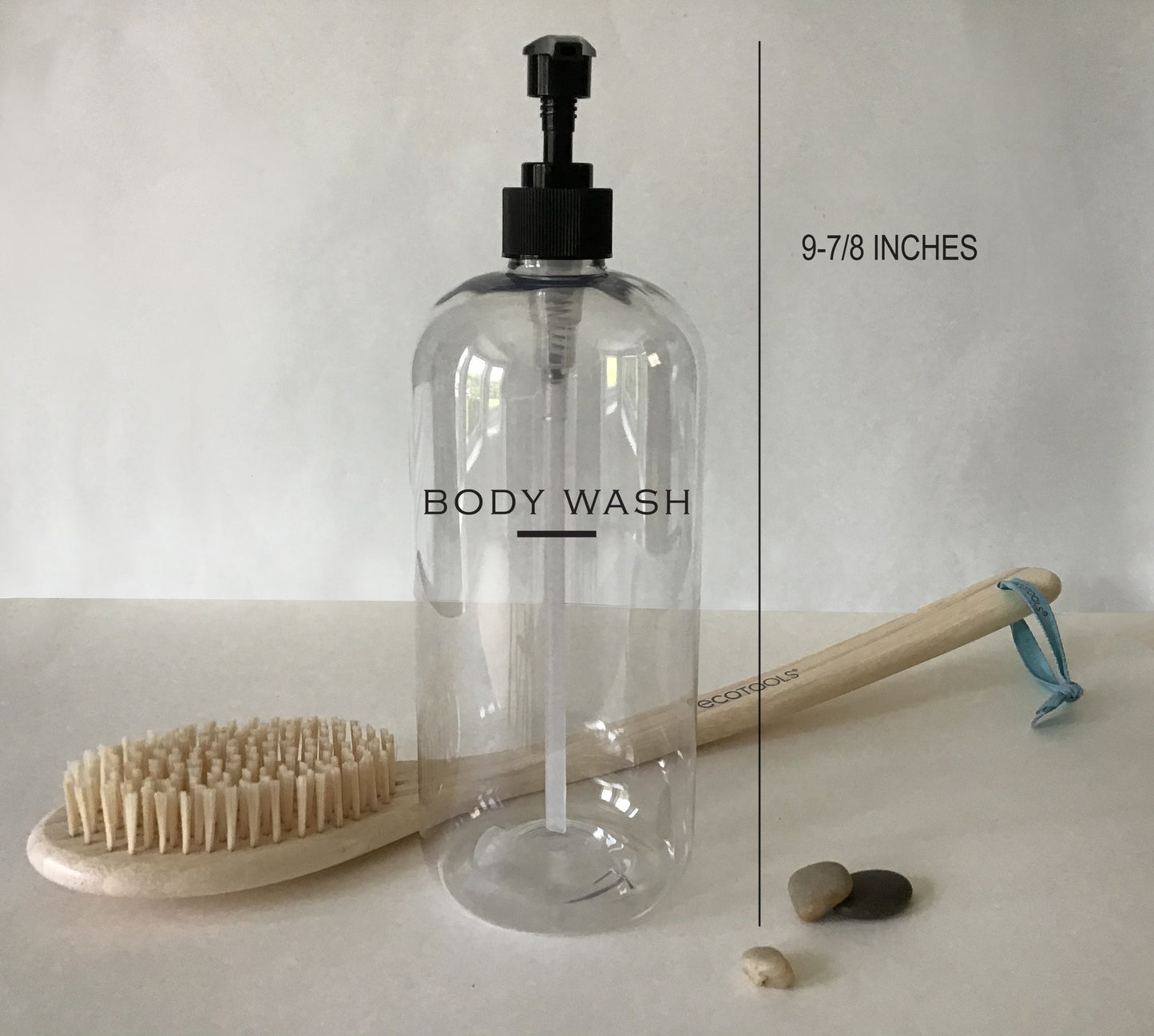 32 ounce Clear Plastic Dispenser Bottle with Choice of Labels