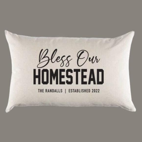 Personalized 'Bless Our Homestead' Canvas Pillow or Pillow Cover
