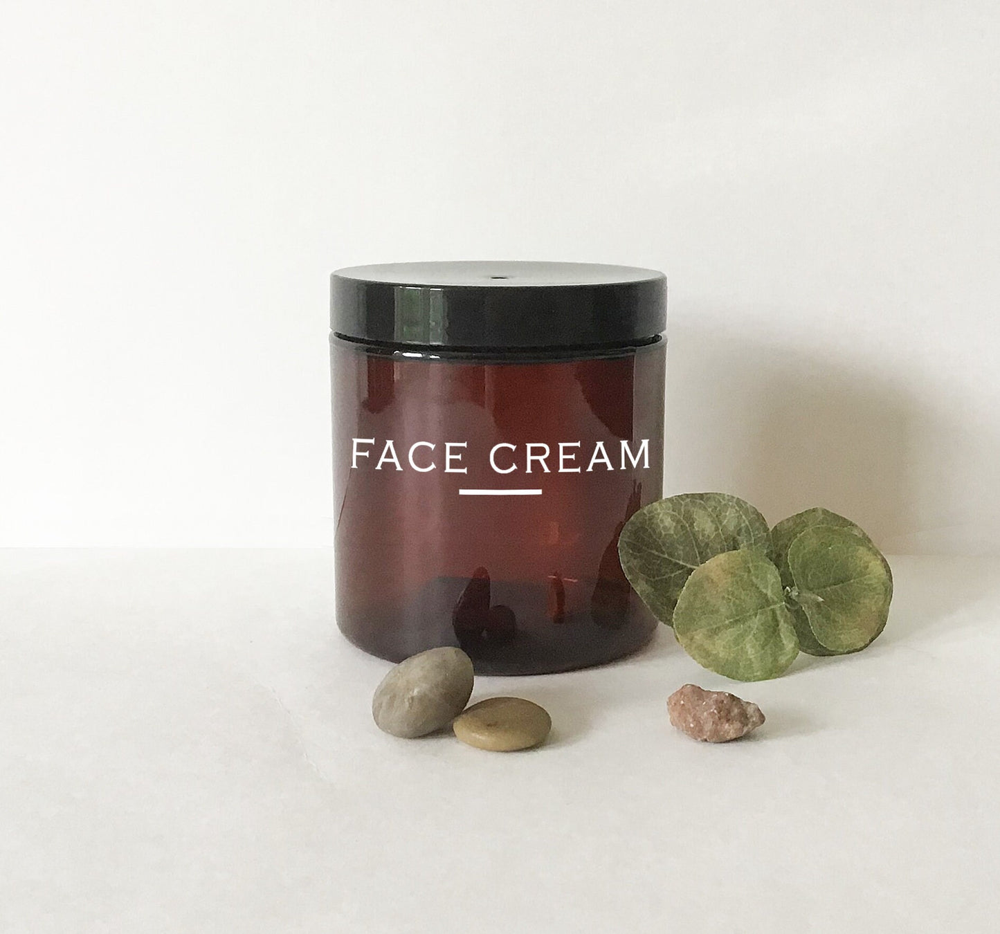 8 ounce Amber Plastic Jar with Choice of Labels