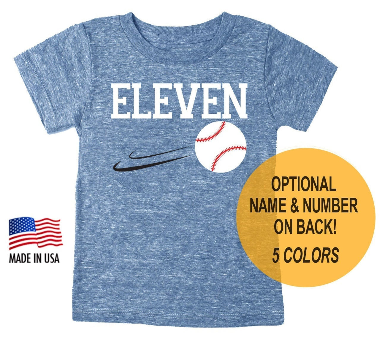 11th Birthday 'Eleven' Baseball Tri Blend T-Shirt