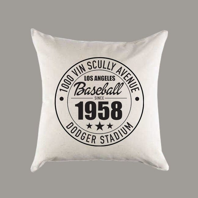 Los Angeles Dodgers Baseball | Dodger Stadium Address Canvas Pillow or Pillow Cover