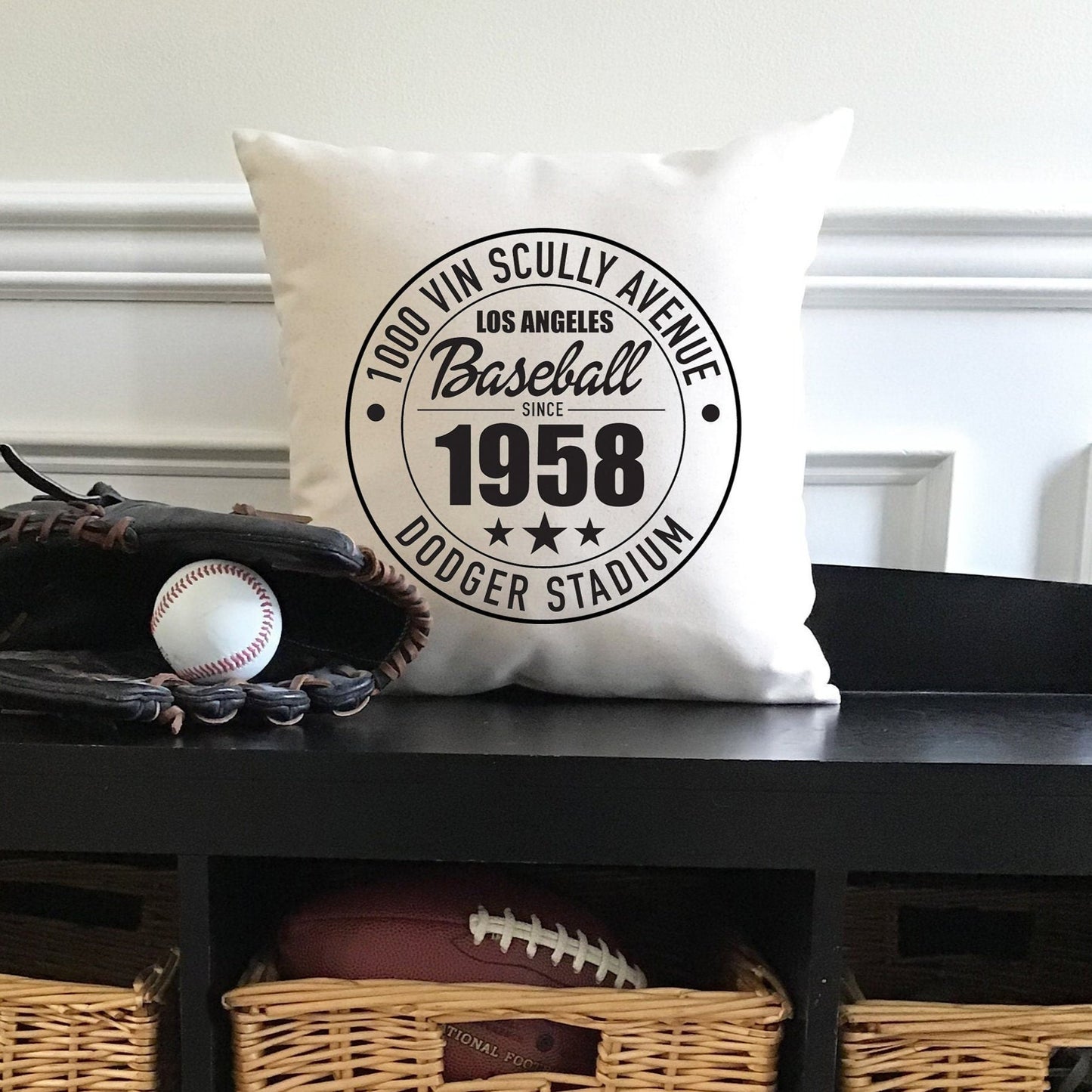 Los Angeles Dodgers Baseball | Dodger Stadium Address Canvas Pillow or Pillow Cover