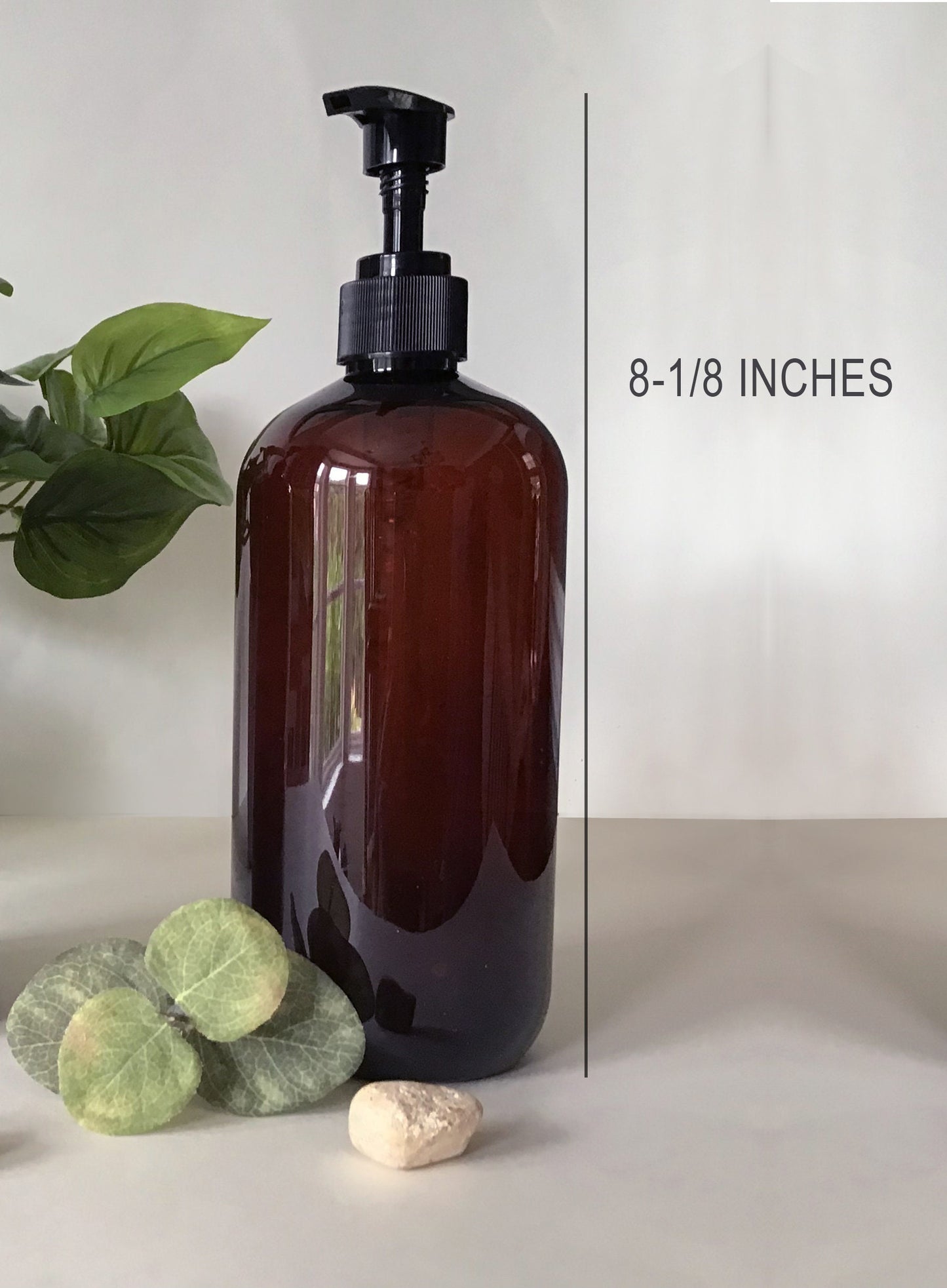 16 ounce Amber Plastic Shampoo or Conditioner Dispenser Bottle