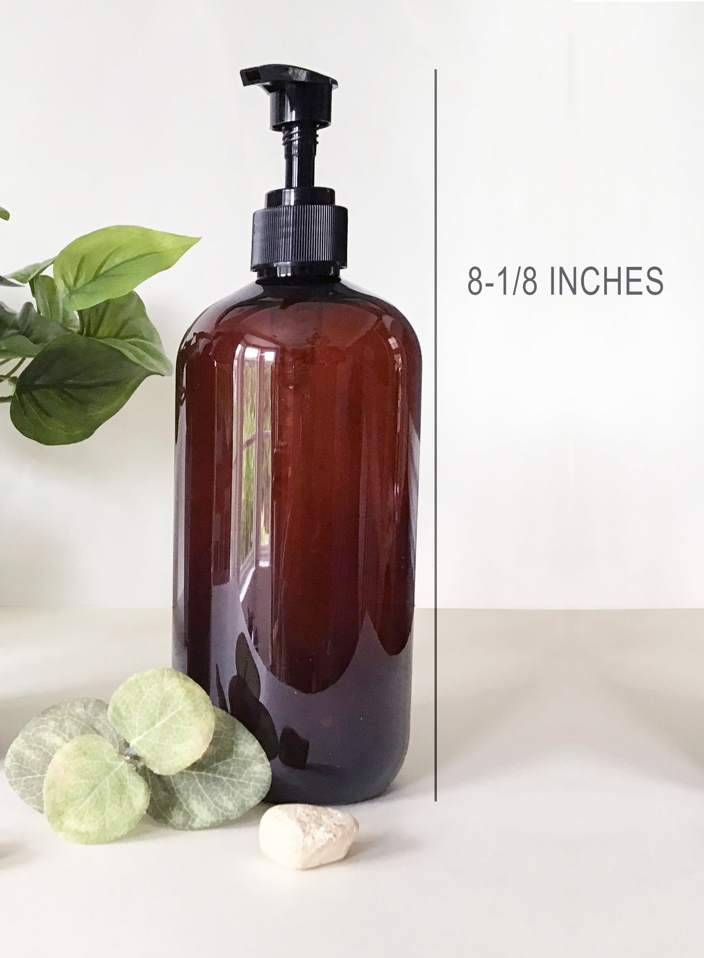 16 ounce Amber Plastic Hand Soap Dispenser Bottle