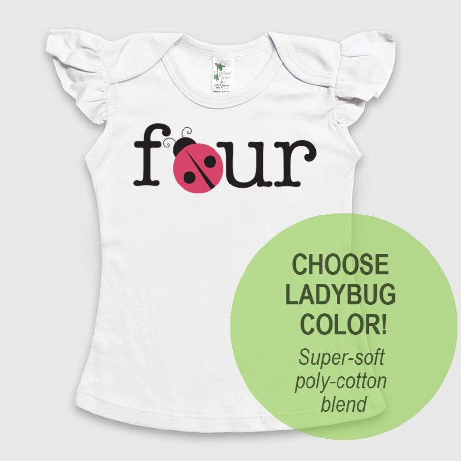 4th Birthday Ladybug 'four' Poly-blend Angel Sleeve To