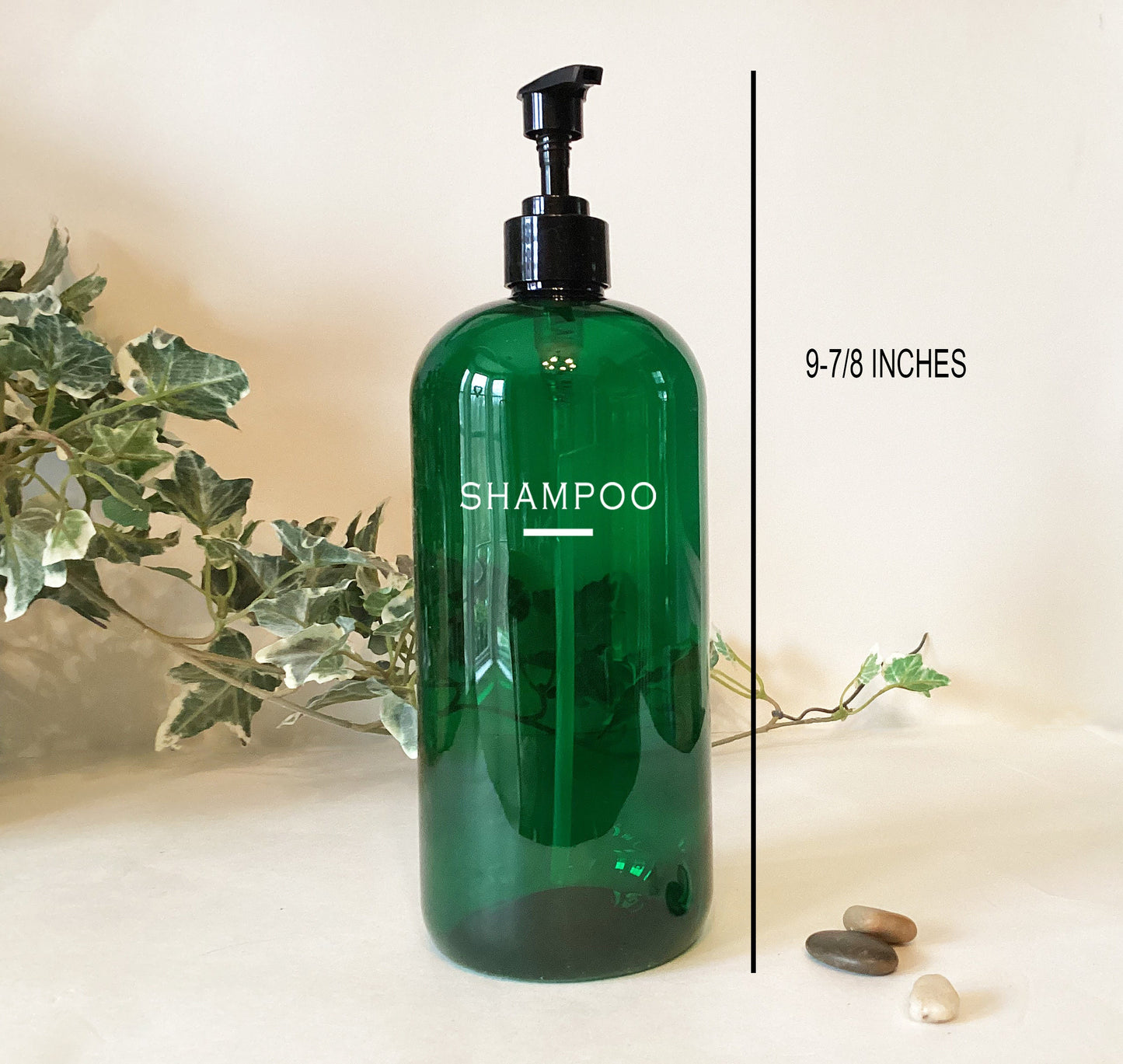 32 ounce Green Plastic Shampoo or Conditioner Dispenser Bottle