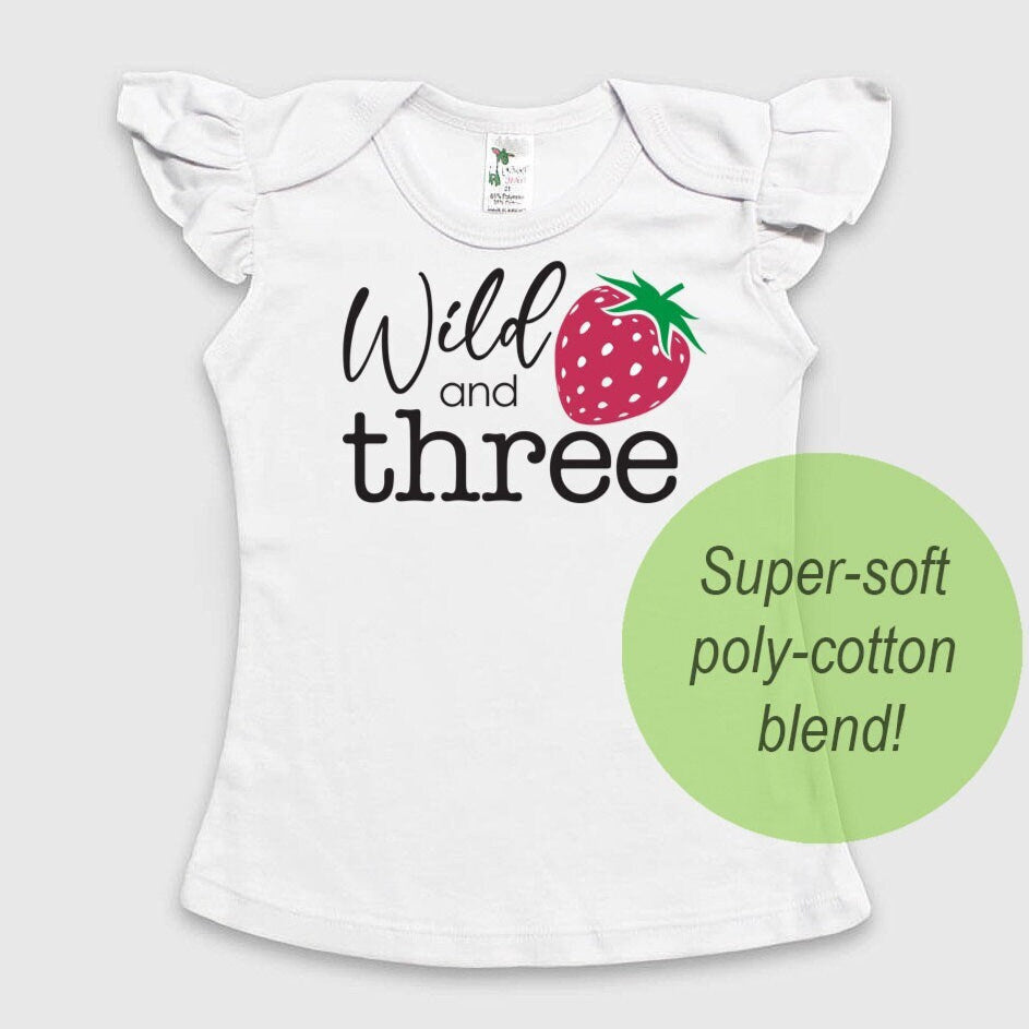 3rd Birthday 'Wild and three' Strawberry Poly-blend Angel Sleeve Top