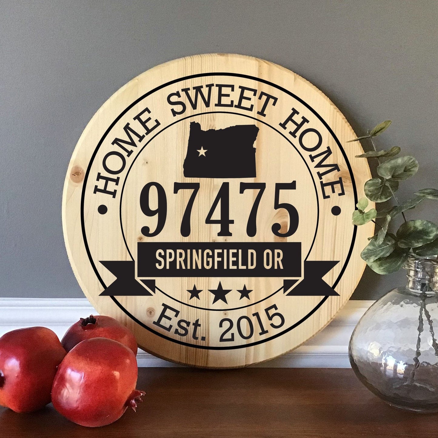 Personalized 'Home Sweet Home' City, State, Zip Code Solid Pine Wood Sign