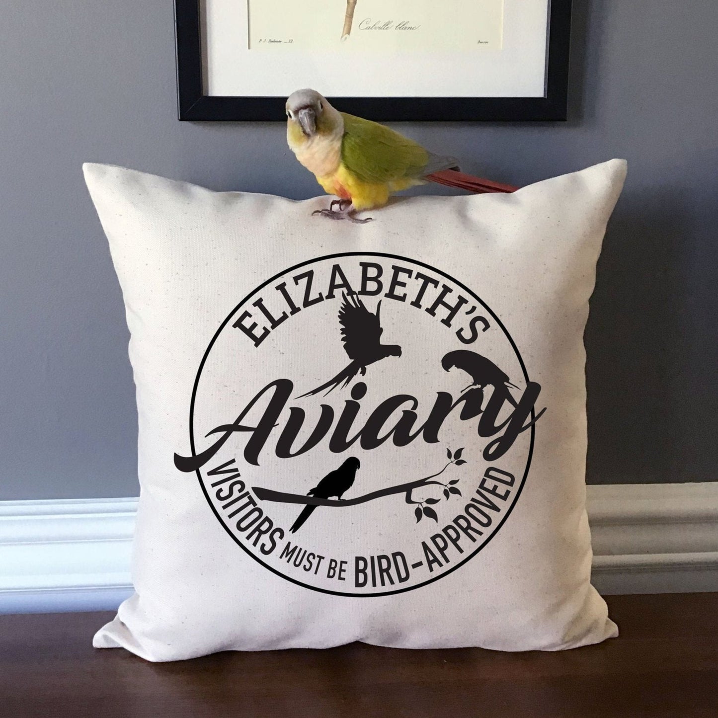 Personalized Aviary Canvas Pillow or Pillow Cover