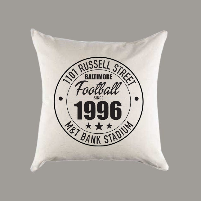 Baltimore Ravens Football | M&T Bank Stadium Address Canvas Pillow or Pillow Cover
