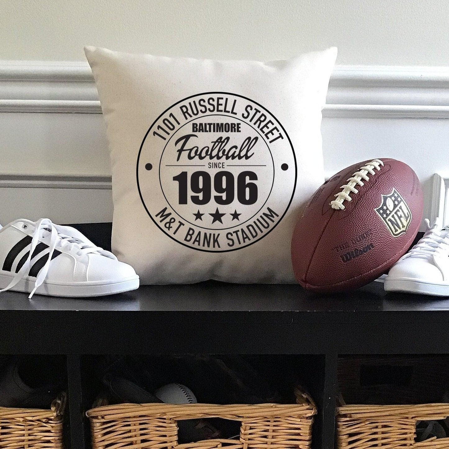 Baltimore Ravens Football | M&T Bank Stadium Address Canvas Pillow or Pillow Cover