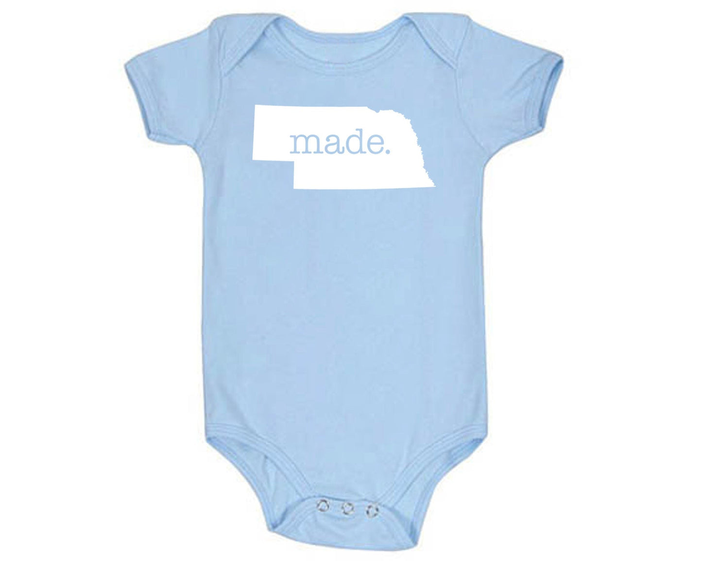 Nebraska 'Made.' Cotton One Piece Bodysuit - Infant Girl and Boy Gift American Made Baby Clothing