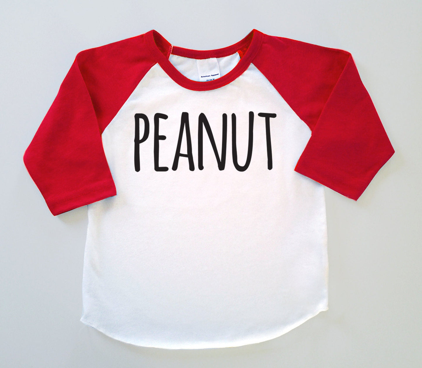 Infant 'Peanut' or 'Bean' Baseball Jersey - Baby Shower or New Baby Gift Poly Cotton 3/4 Sleeve Baseball Shirt