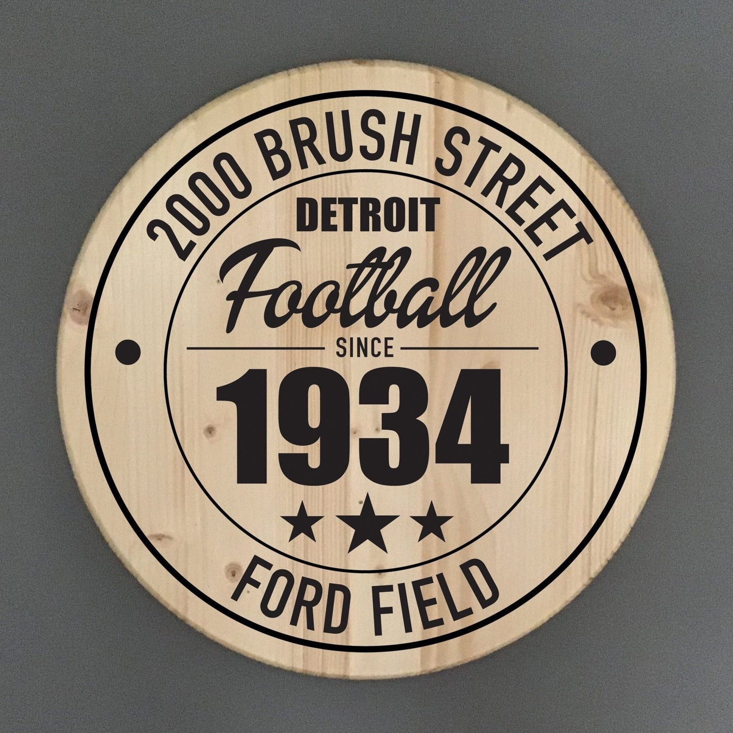 Detroit Lions Football | Ford Field Address Solid Pine Wood Sign
