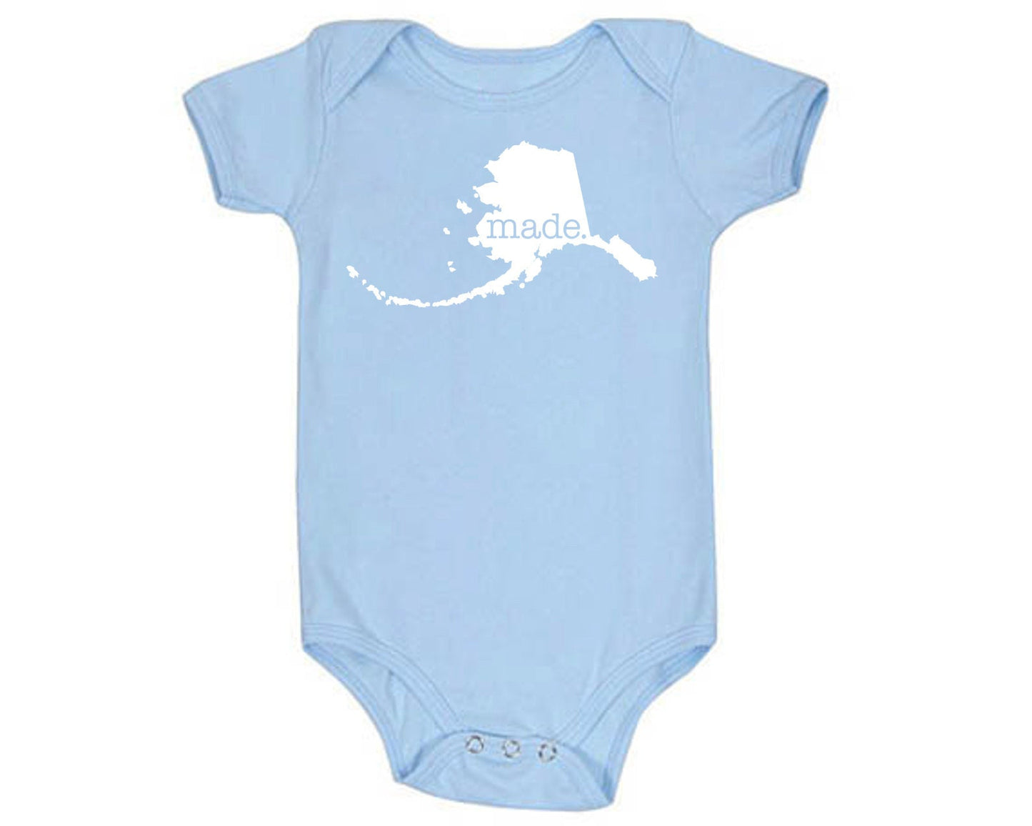Alaska 'Made.' Cotton One Piece Bodysuit - Infant Girl and Boy Gift American Made Baby Clothing