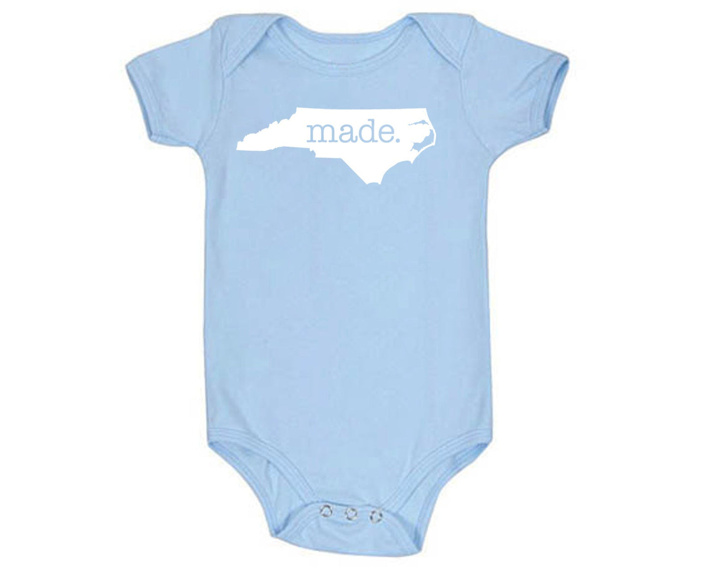 North Carolina 'Made.' Cotton One Piece Bodysuit - Infant Girl and Boy Gift American Made Baby Clothing