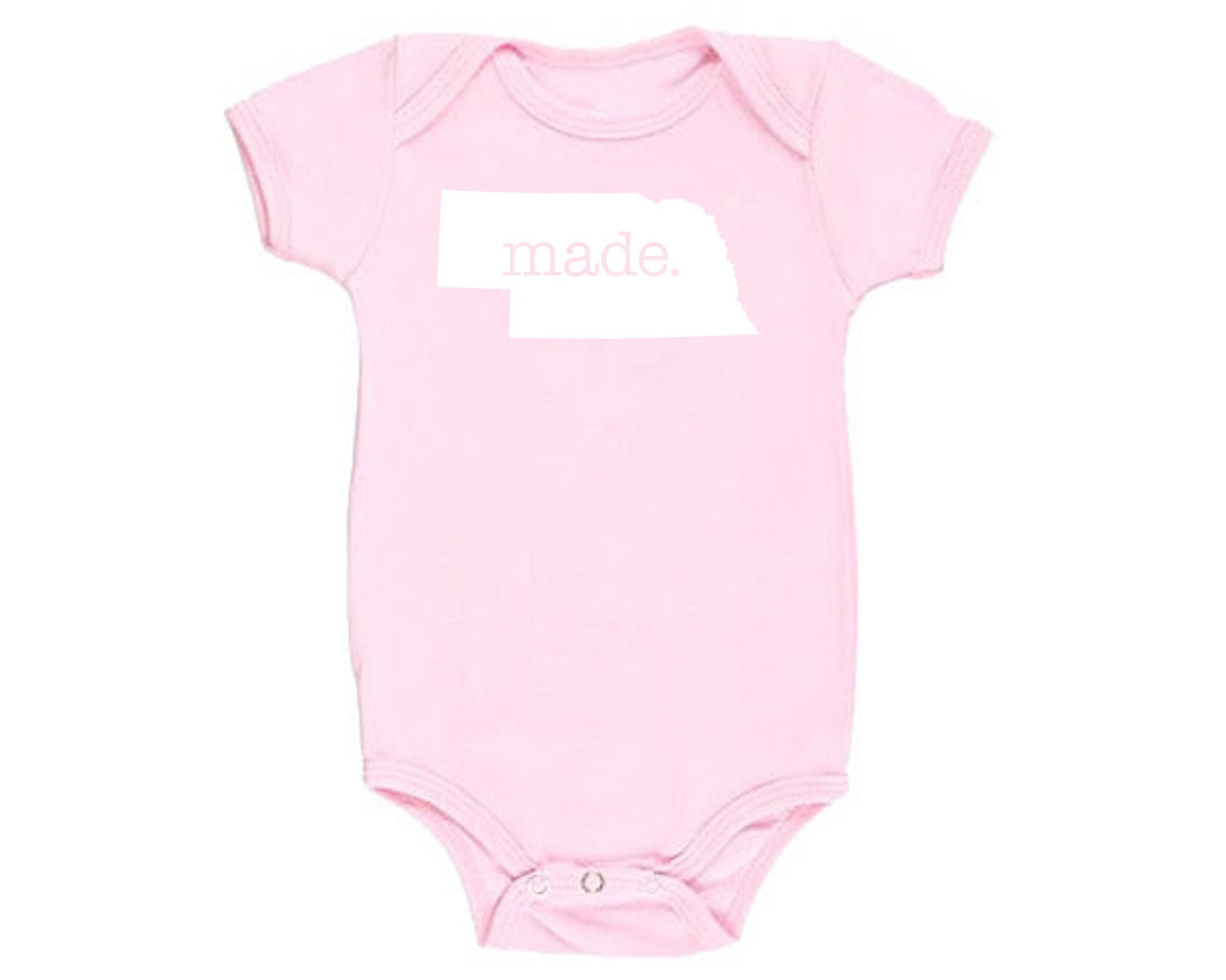 Nebraska 'Made.' Cotton One Piece Bodysuit - Infant Girl and Boy Gift American Made Baby Clothing