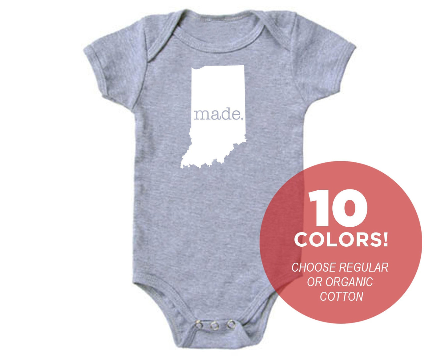 Indiana 'Made.' Cotton One Piece Bodysuit - Infant Girl and Boy Gift American Made Baby Clothing