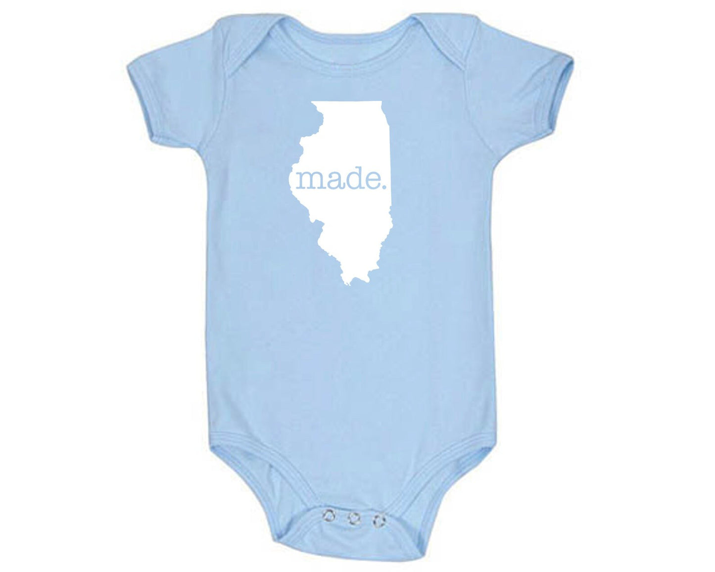 Illinois 'Made.' Cotton One Piece Bodysuit - Infant Girl and Boy Gift American Made Baby Clothing