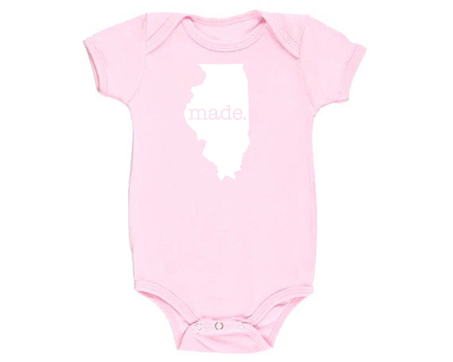 Illinois 'Made.' Cotton One Piece Bodysuit - Infant Girl and Boy Gift American Made Baby Clothing