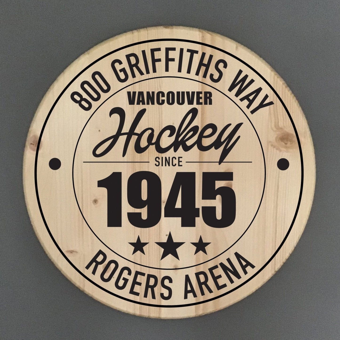 Vancouver Canucks Hockey | Rogers Arena Address Solid Pine Wood Sign