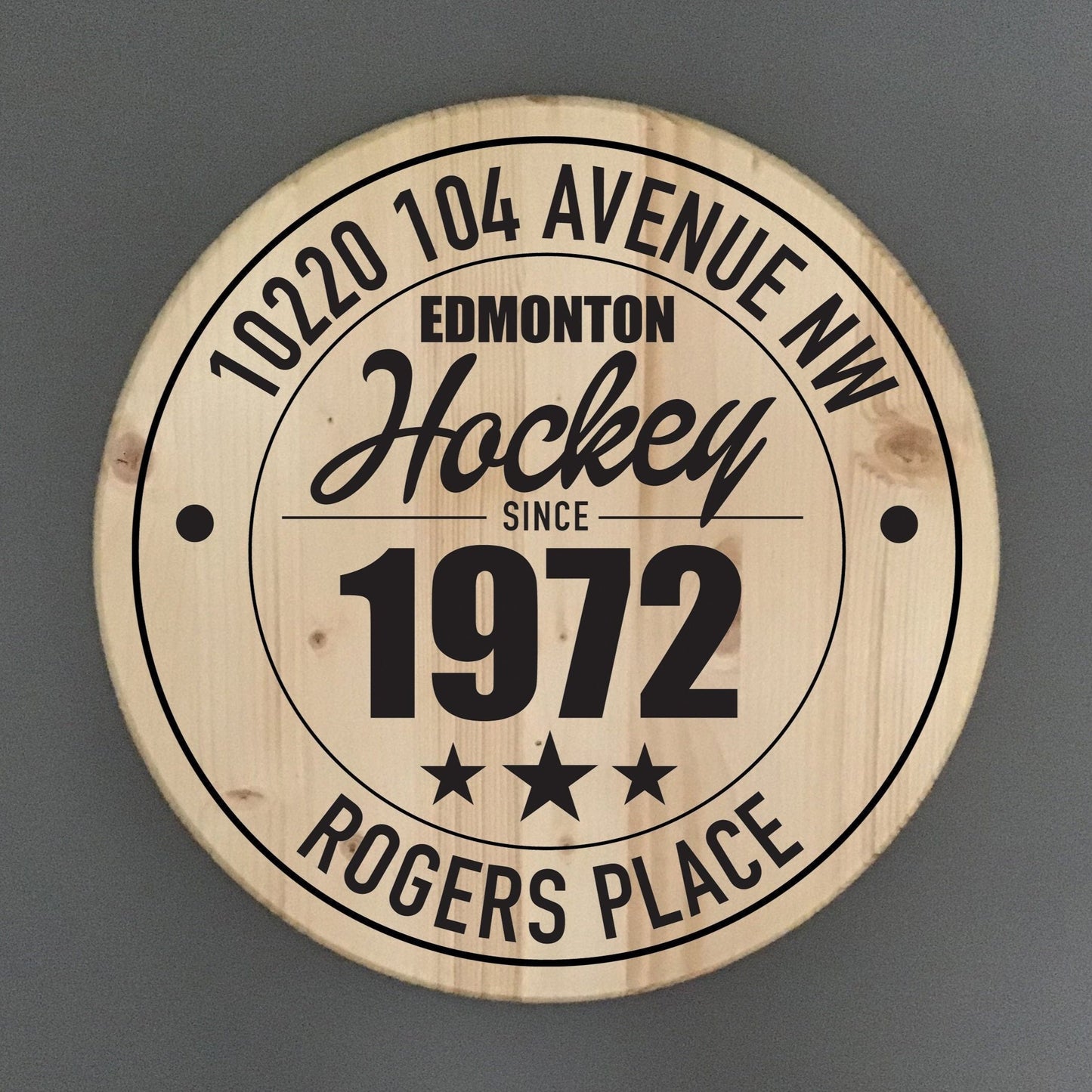 Edmonton Oilers Hockey | Rogers Place Address Solid Pine Wood Sign