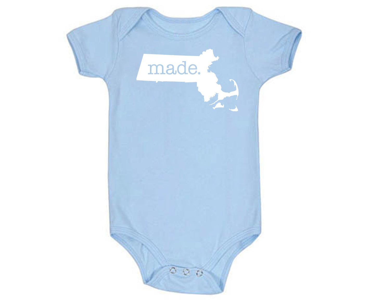 Massachusetts 'Made.' Cotton One Piece Bodysuit - Infant Girl and Boy Gift American Made Baby Clothing