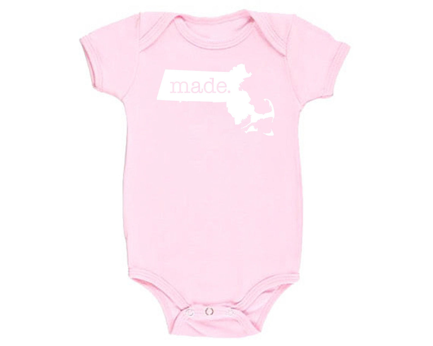 Massachusetts 'Made.' Cotton One Piece Bodysuit - Infant Girl and Boy Gift American Made Baby Clothing