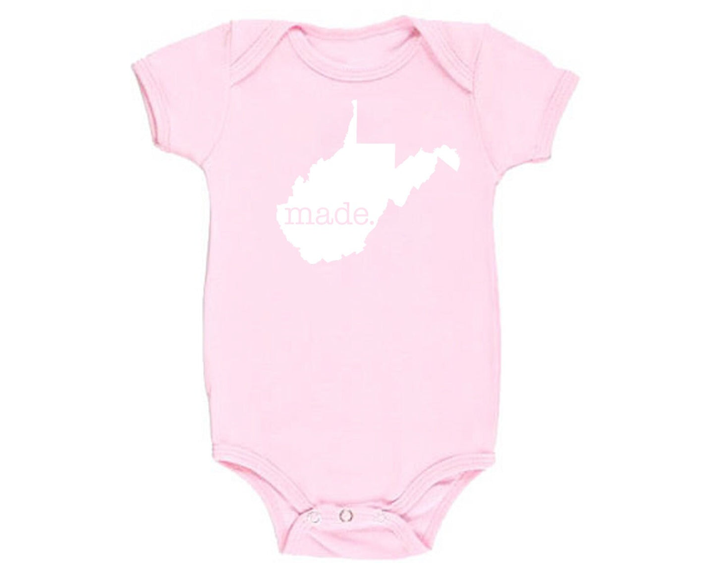 West Virginia 'Made.' Cotton One Piece Bodysuit - Infant Girl and Boy Gift American Made Baby Clothing