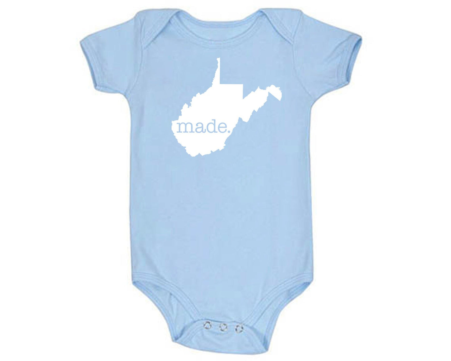 West Virginia 'Made.' Cotton One Piece Bodysuit - Infant Girl and Boy Gift American Made Baby Clothing