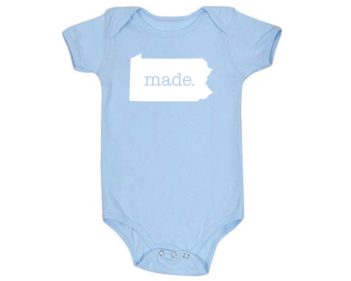 Pennsylvania 'Made.' Cotton One Piece Bodysuit - Infant Girl and Boy Gift American Made Baby Clothing